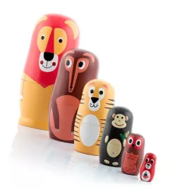 Figurine animale matrioska din lemn (6 buc)