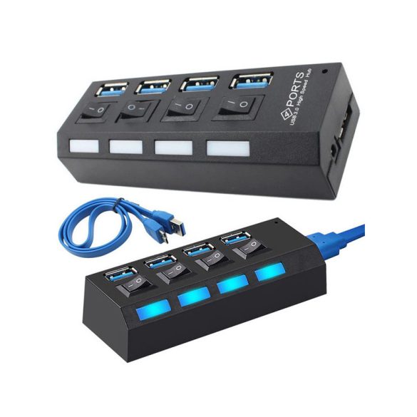 Hub USB cu 4 porturi, compatibil USB 3.0
