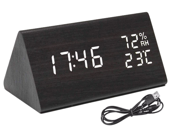 Digitális ébresztőóra pára és hőmérséklet jelzővel